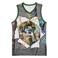 Cat Girl With A Pearl Earring Newspaper Basketball Jersey Made By Human Handmade Mixed Media Pop Art