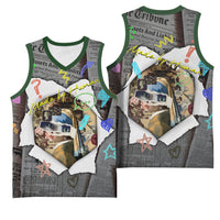 Cat Girl With A Pearl Earring Newspaper Basketball Jersey Made By Human Handmade Mixed Media Pop Art