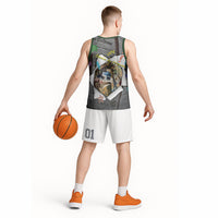 Cat Girl With A Pearl Earring Newspaper Basketball Jersey Made By Human Handmade Mixed Media Pop Art