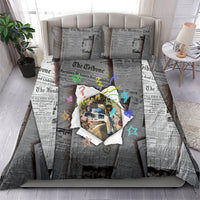 Cat Girl With A Pearl Earring Newspaper Bedding Set Made By Human Handmade Mixed Media Pop Art
