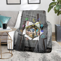 Cat Girl With A Pearl Earring Newspaper Blanket Made By Human Handmade Mixed Media Pop Art