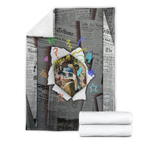 Cat Girl With A Pearl Earring Newspaper Blanket Made By Human Handmade Mixed Media Pop Art