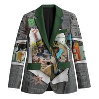 Cat Girl With A Pearl Earring Newspaper Blazer Made By Human Handmade Mixed Media Pop Art