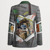 Cat Girl With A Pearl Earring Newspaper Blazer Made By Human Handmade Mixed Media Pop Art