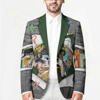 Cat Girl With A Pearl Earring Newspaper Blazer Made By Human Handmade Mixed Media Pop Art