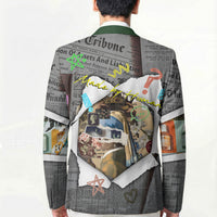 Cat Girl With A Pearl Earring Newspaper Blazer Made By Human Handmade Mixed Media Pop Art