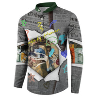 Cat Girl With A Pearl Earring Newspaper Button Sweatshirt Made By Human Handmade Mixed Media Pop Art
