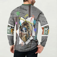 Cat Girl With A Pearl Earring Newspaper Button Sweatshirt Made By Human Handmade Mixed Media Pop Art
