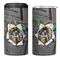 Cat Girl With A Pearl Earring Newspaper 4 in 1 Can Cooler Tumbler Made By Human Handmade Mixed Media Pop Art