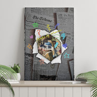 Cat Girl With A Pearl Earring Newspaper Canvas Wall Art Made By Human Handmade Mixed Media Pop Art