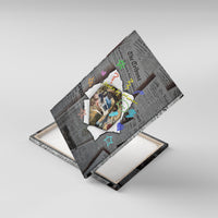 Cat Girl With A Pearl Earring Newspaper Canvas Wall Art Made By Human Handmade Mixed Media Pop Art