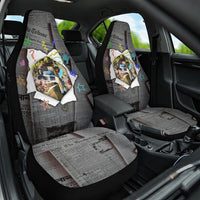 Cat Girl With A Pearl Earring Newspaper Car Seat Cover Made By Human Handmade Mixed Media Pop Art