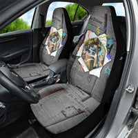 Cat Girl With A Pearl Earring Newspaper Car Seat Cover Made By Human Handmade Mixed Media Pop Art