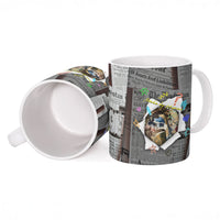 Cat Girl With A Pearl Earring Newspaper Ceramic Mug Made By Human Handmade Mixed Media Pop Art