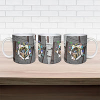 Cat Girl With A Pearl Earring Newspaper Ceramic Mug Made By Human Handmade Mixed Media Pop Art
