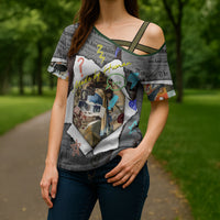 Cat Girl With A Pearl Earring Newspaper Cross Shoulder Shirt Made By Human Handmade Mixed Media Pop Art