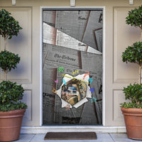 Cat Girl With A Pearl Earring Newspaper Door Cover Made By Human Handmade Mixed Media Pop Art