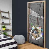 Cat Girl With A Pearl Earring Newspaper Door Cover Made By Human Handmade Mixed Media Pop Art