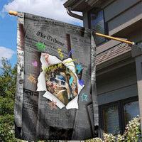 Cat Girl With A Pearl Earring Newspaper Garden Flag Made By Human Handmade Mixed Media Pop Art