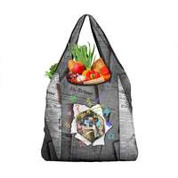 Cat Girl With A Pearl Earring Newspaper Grocery Bag Made By Human Handmade Mixed Media Pop Art
