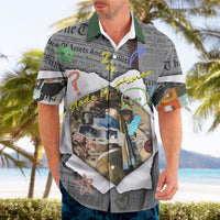 Cat Girl With A Pearl Earring Newspaper Hawaiian Shirt Made By Human Handmade Mixed Media Pop Art