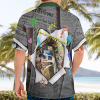 Cat Girl With A Pearl Earring Newspaper Hawaiian Shirt Made By Human Handmade Mixed Media Pop Art