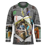 Cat Girl With A Pearl Earring Newspaper Hockey Jersey Made By Human Handmade Mixed Media Pop Art