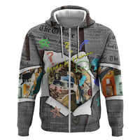Cat Girl With A Pearl Earring Newspaper Hoodie Made By Human Handmade Mixed Media Pop Art