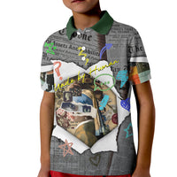 Cat Girl With A Pearl Earring Newspaper Kid Polo Shirt Made By Human Handmade Mixed Media Pop Art