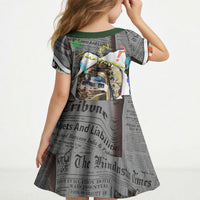 Cat Girl With A Pearl Earring Newspaper Kid Short Sleeve Dress Made By Human Handmade Mixed Media Pop Art