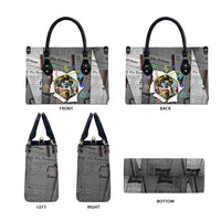 Cat Girl With A Pearl Earring Newspaper Leather Bag Made By Human Handmade Mixed Media Pop Art