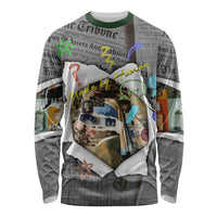 Cat Girl With A Pearl Earring Newspaper Long Sleeve Shirt Made By Human Handmade Mixed Media Pop Art
