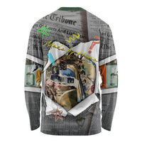 Cat Girl With A Pearl Earring Newspaper Long Sleeve Shirt Made By Human Handmade Mixed Media Pop Art