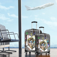 Cat Girl With A Pearl Earring Newspaper Luggage Cover Made By Human Handmade Mixed Media Pop Art