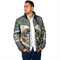 Cat Girl With A Pearl Earring Newspaper Padded Jacket Made By Human Handmade Mixed Media Pop Art