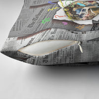 Cat Girl With A Pearl Earring Newspaper Pillow Cover Made By Human Handmade Mixed Media Pop Art