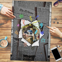 Cat Girl With A Pearl Earring Newspaper Puzzle Made By Human Handmade Mixed Media Pop Art