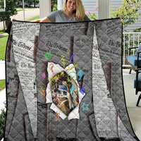 Cat Girl With A Pearl Earring Newspaper Quilt Made By Human Handmade Mixed Media Pop Art