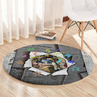 Cat Girl With A Pearl Earring Newspaper Round Carpet Made By Human Handmade Mixed Media Pop Art