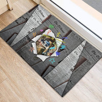 Cat Girl With A Pearl Earring Newspaper Rubber Doormat Made By Human Handmade Mixed Media Pop Art