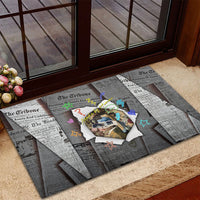 Cat Girl With A Pearl Earring Newspaper Rubber Doormat Made By Human Handmade Mixed Media Pop Art