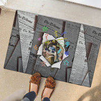 Cat Girl With A Pearl Earring Newspaper Rubber Doormat Made By Human Handmade Mixed Media Pop Art