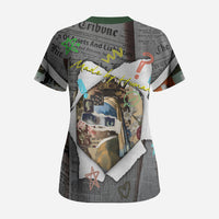 Cat Girl With A Pearl Earring Newspaper Scrub Top Made By Human Handmade Mixed Media Pop Art