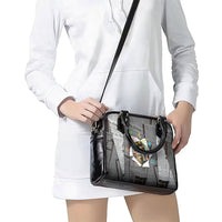 Cat Girl With A Pearl Earring Newspaper Shoulder Handbag Made By Human Handmade Mixed Media Pop Art