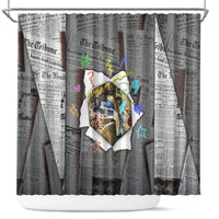 Cat Girl With A Pearl Earring Newspaper Shower Curtain Made By Human Handmade Mixed Media Pop Art