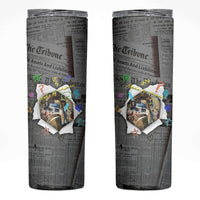 Cat Girl With A Pearl Earring Newspaper Skinny Tumbler Made By Human Handmade Mixed Media Pop Art