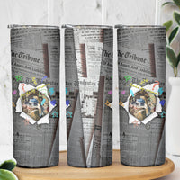 Cat Girl With A Pearl Earring Newspaper Skinny Tumbler Made By Human Handmade Mixed Media Pop Art
