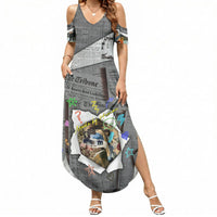 Cat Girl With A Pearl Earring Newspaper Summer Maxi Dress Made By Human Handmade Mixed Media Pop Art
