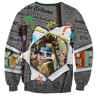 Cat Girl With A Pearl Earring Newspaper Sweatshirt Made By Human Handmade Mixed Media Pop Art