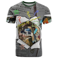 Cat Girl With A Pearl Earring Newspaper T Shirt Made By Human Handmade Mixed Media Pop Art